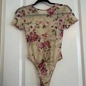 Leith Floral Bodysuit in Pink and Cream